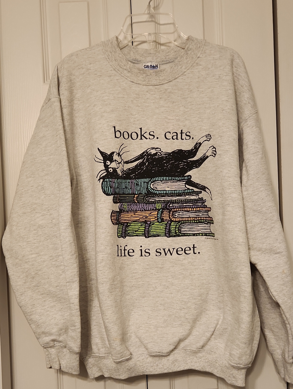 Books. Cats. Life Is Sweet. - Edward Gorey Vintage Sweatshirt